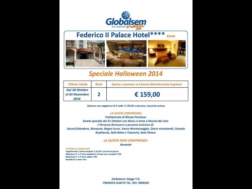 Nuova offerta - HALLOWEEN 2014 FEDERICO II Palace Hotel a Palermo (PA)