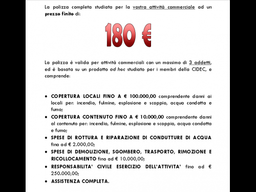 Nuova offerta - Polizza Attività Commerciale 180€ a Salerno (SA)