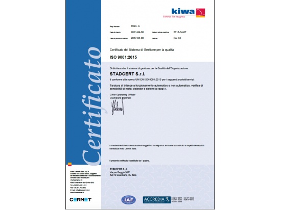 Certificazione UNI EN ISO 9001:2015...