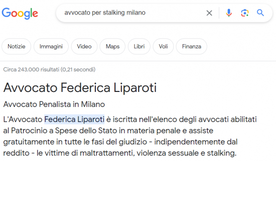 Avvocatessa per stalking Milano, Avvocato Federica...
