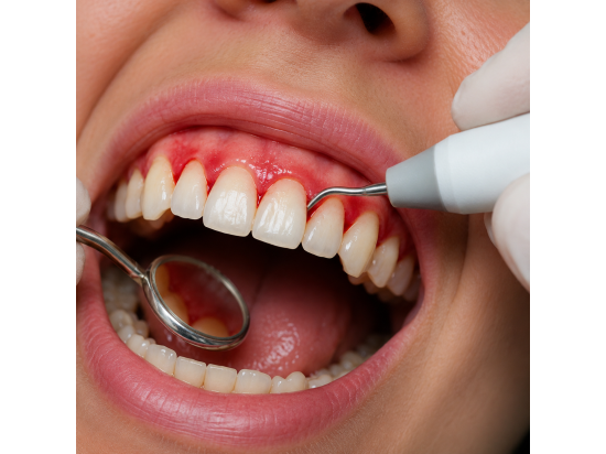 Dentista durante controllo e igiene dentale profes...