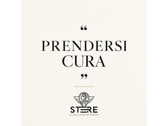 Grafica su fondo avorio con la frase "Prendersi cu...