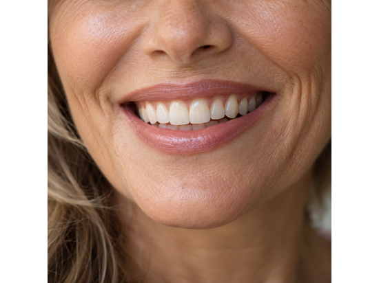 Primo piano del sorriso di una donna adulta con de...